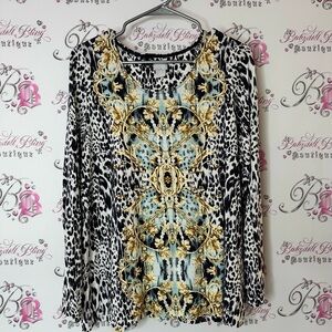 Elegant Printed Top animal print chains ⛓️ golf blue black white